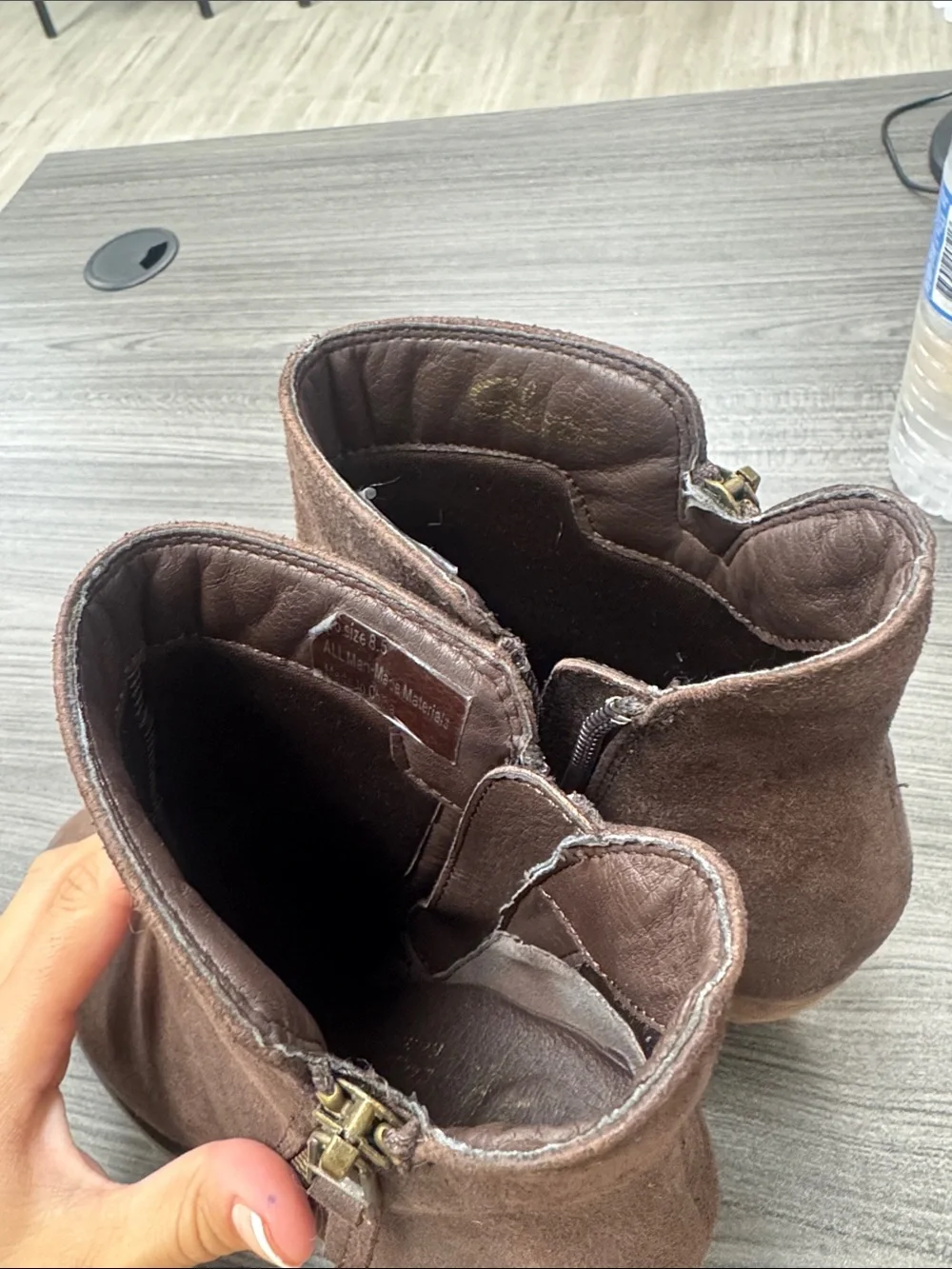 Brown Suede Wedge Ankle Boots - Women size 8.5
